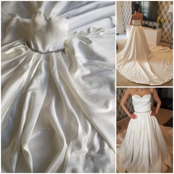 NEW Sweetheart Ball Gown Sateen wedding dress - Picture 5 of 8